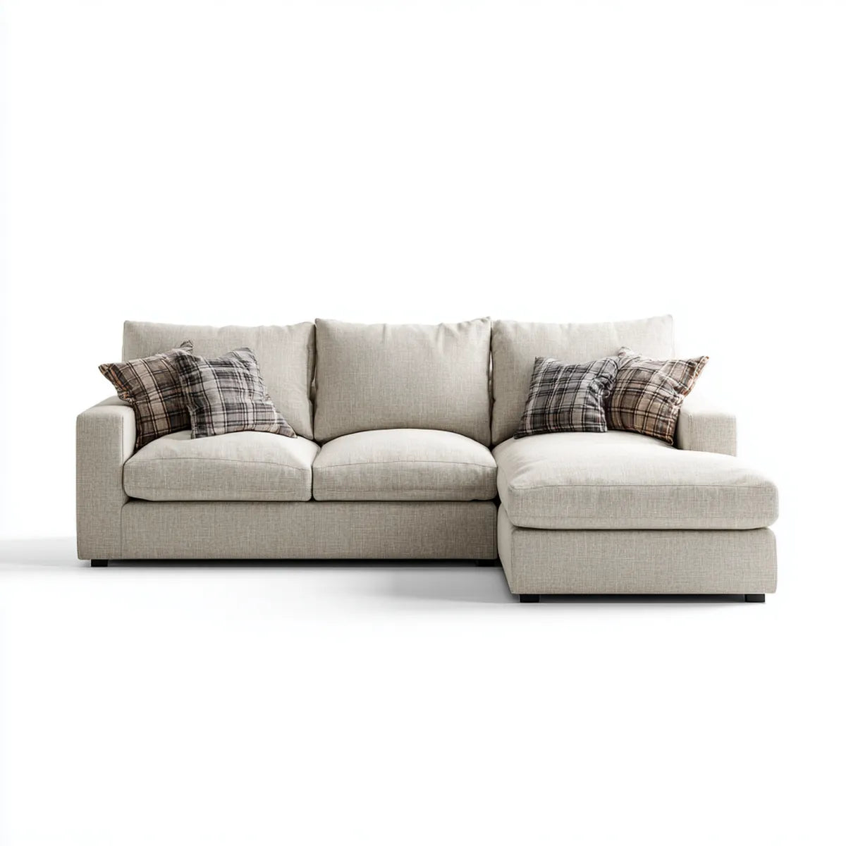 Ecksofa mit Recamiere rechts Beige 280 x 160 x 85 cm Polyester 3-Sitzer L-Form
