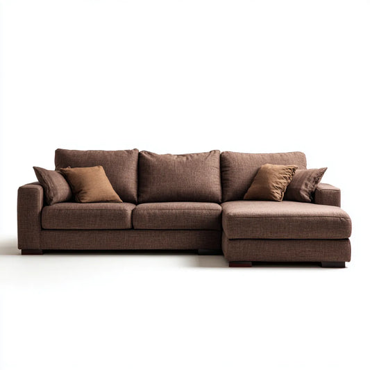 Ecksofa Braun mit Recamiere rechts 280 x 160 x 85 cm Polyester L-Form