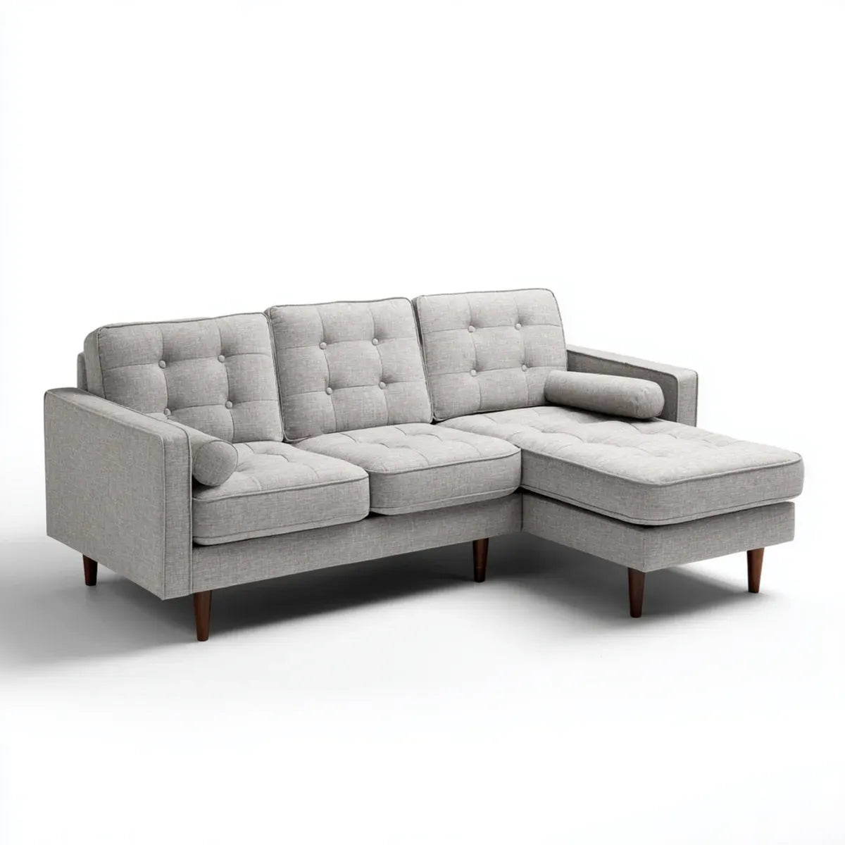 3-Sitzer Ecksofa Hellgrau 220 x 150 x 86 cm Polyester Sperrholz L-Form