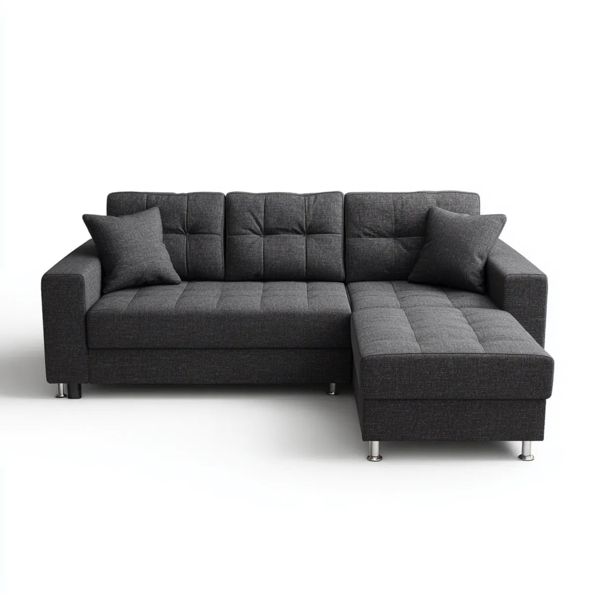 Ecksofa mit Ottomane rechts Anthrazit 260 x 160 x 85 cm Polyester Rechteckig
