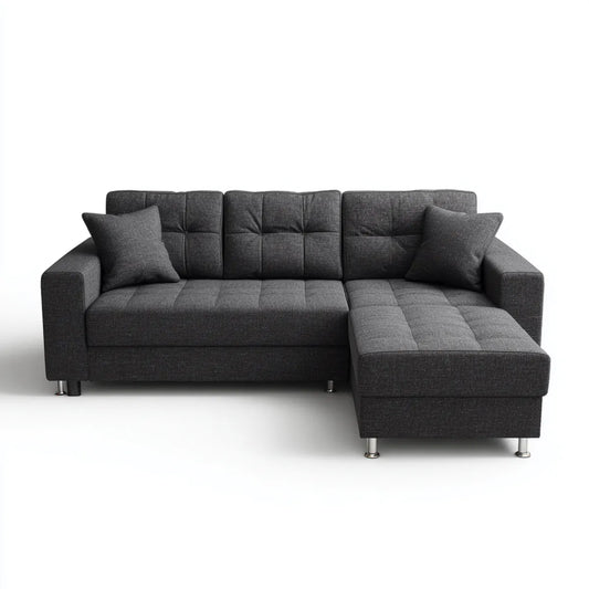 Ecksofa mit Ottomane rechts Anthrazit 260 x 160 x 85 cm Polyester Rechteckig