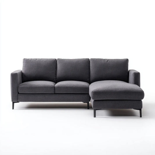 Ecksofa mit Recamiere rechts Anthrazit 250 x 160 x 85 cm Polyester L-Form