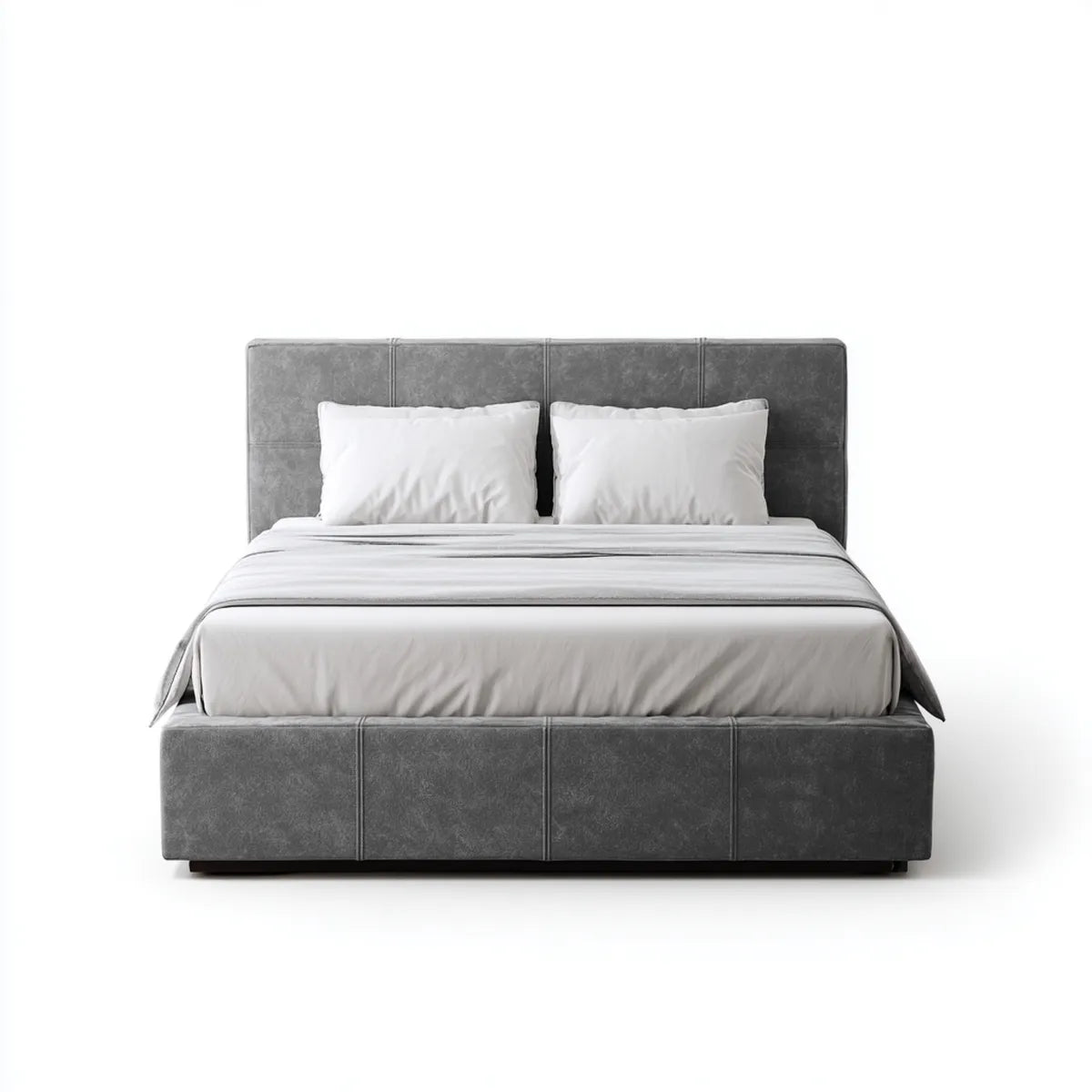 Polsterbett Doppelbett Grau 180 x 200 cm PU-Kunstleder Rechteckig