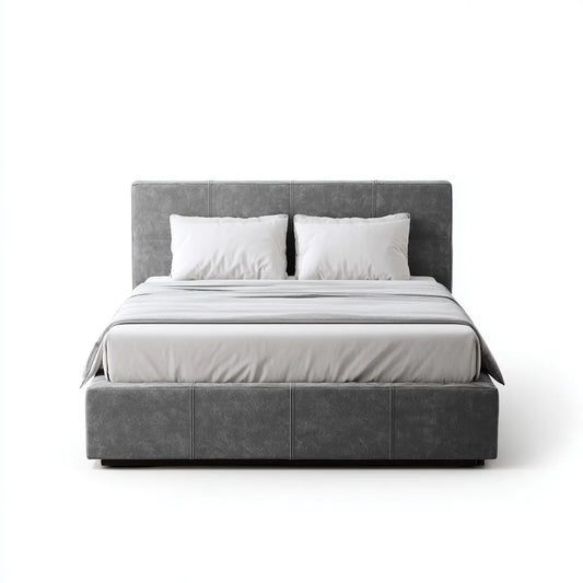 Polsterbett Doppelbett Grau 180 x 200 cm PU-Kunstleder Rechteckig