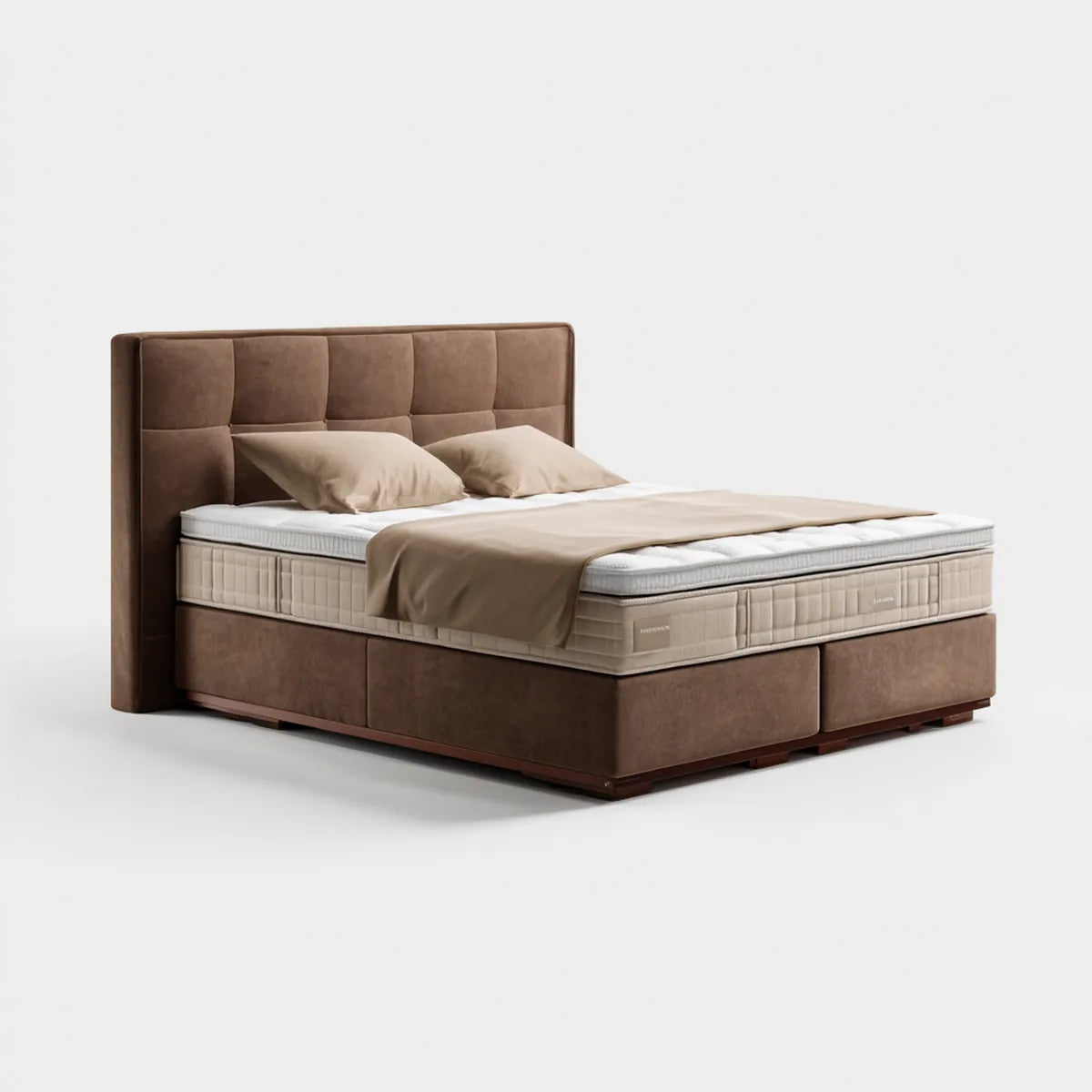 Boxspringbett Braun 180 x 200 cm Polyester-Samt Rechteckig mit gepolstertem Kopfteil
