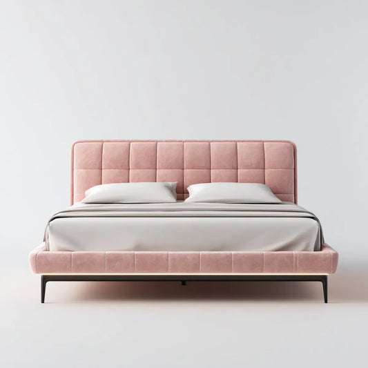 Polsterbett Doppelbett Rosa 180 x 200 cm Polyester-Samt Rechteckig