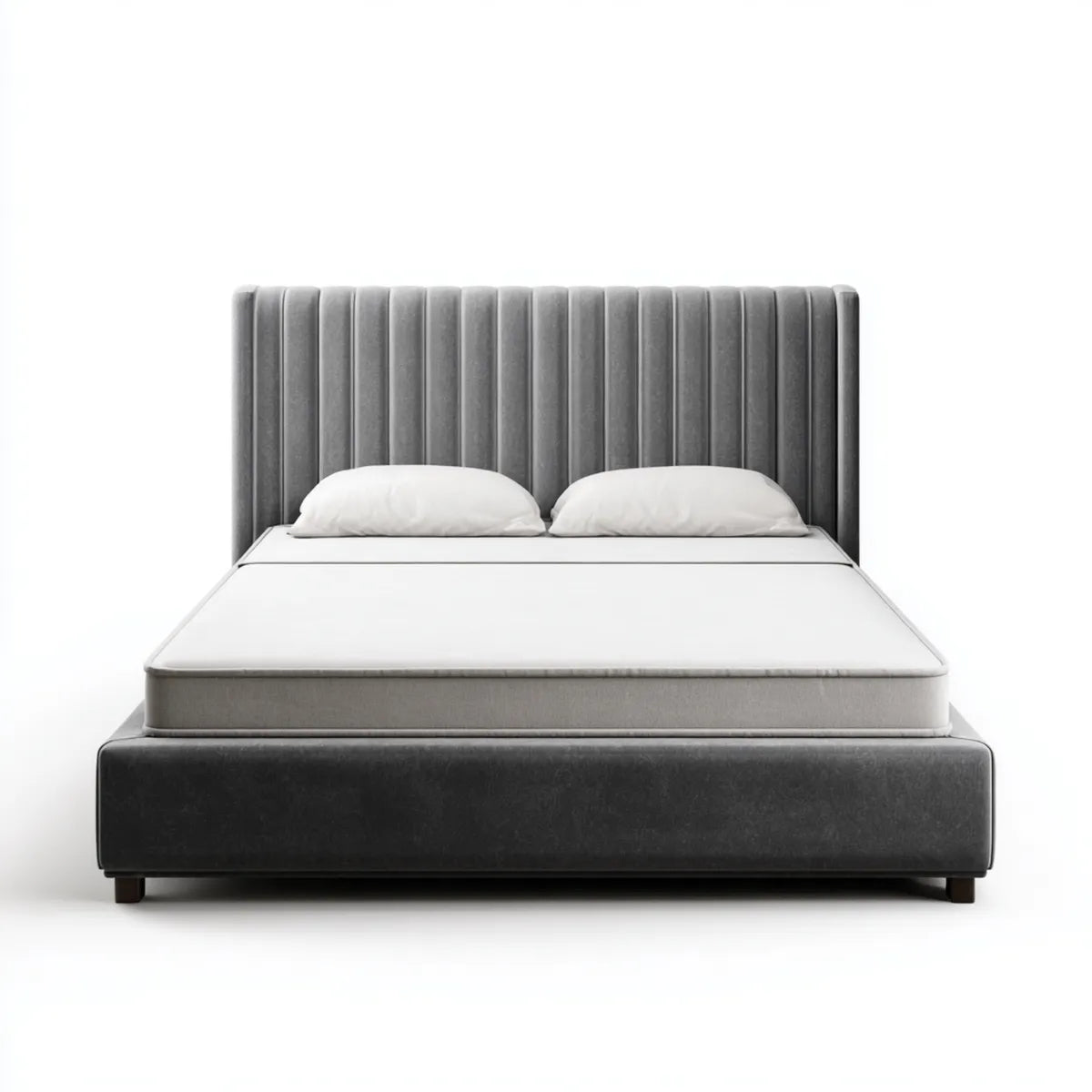 Polsterbett Doppelbett Anthrazit 180 x 200 cm Polyestersamt Rechteckig