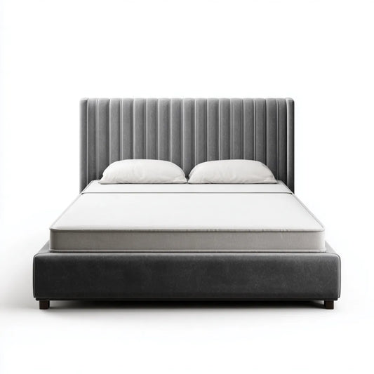 Polsterbett Doppelbett Anthrazit 180 x 200 cm Polyestersamt Rechteckig