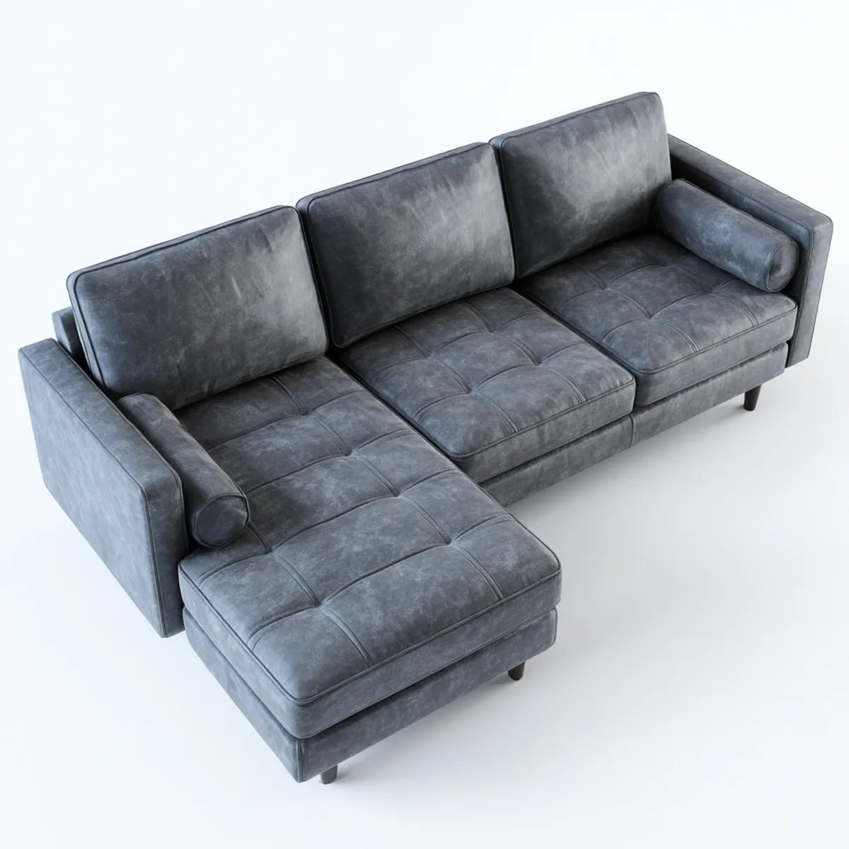 Ecksofa mit linker Recamiere dunkelgrau Mikrofaser 280 x 160 x 85 cm