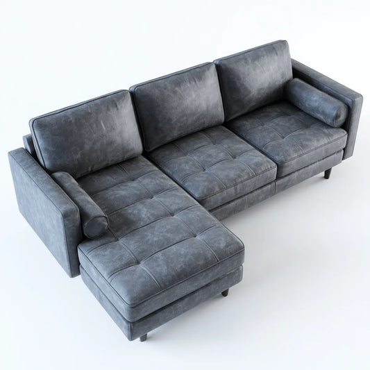 Ecksofa mit linker Recamiere dunkelgrau Mikrofaser 280 x 160 x 85 cm