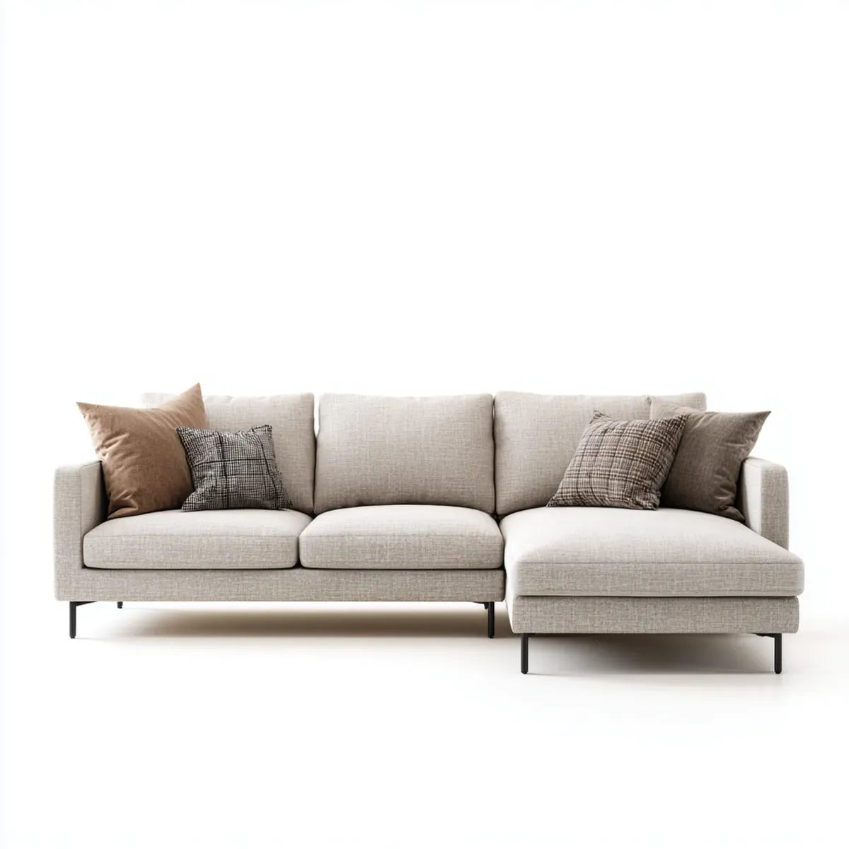 Ecksofa mit Recamiere Beige 260 x 160 x 85 cm Polyesterbezug L-Form