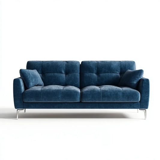 3-Sitzer Sofa Dunkelblau 220 x 92 x 86 cm Polyestersamt Rechteckig