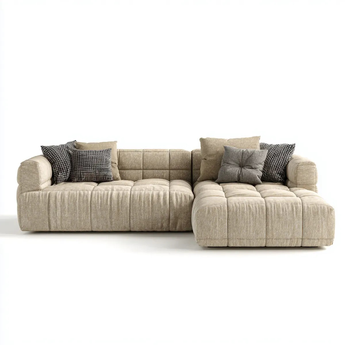 Ecksofa mit Recamiere rechts Beige 290 x 170 x 75 cm Polyester-Cord L-Form