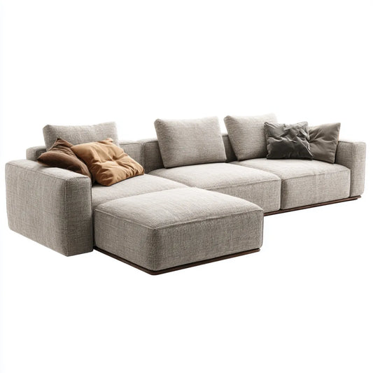 Ecksofa mit Ottomane Hellgrau 290 x 170 x 78 cm Polyester Rechteckig